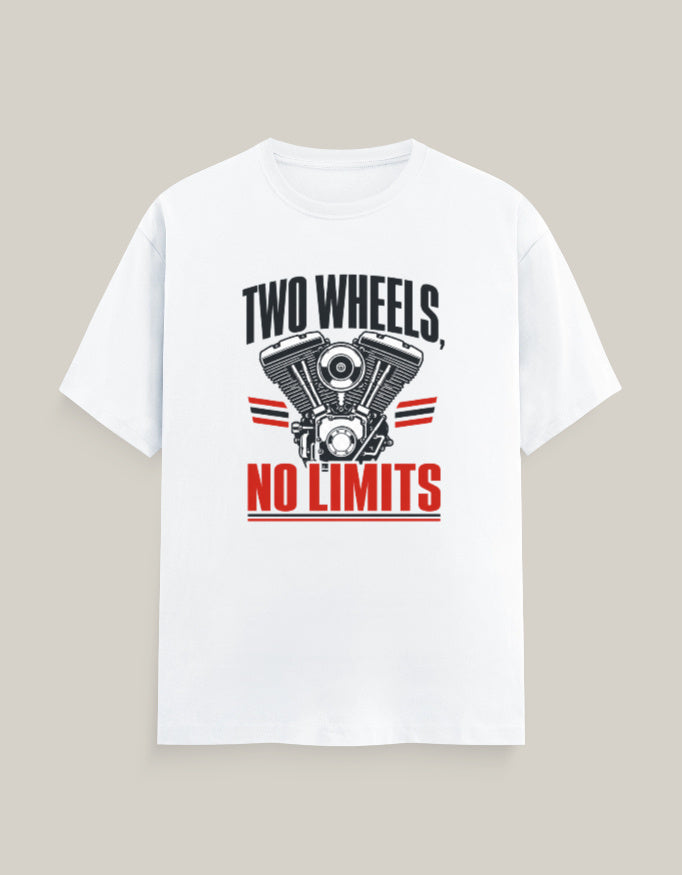Two Wheels, No Limits — White — Front