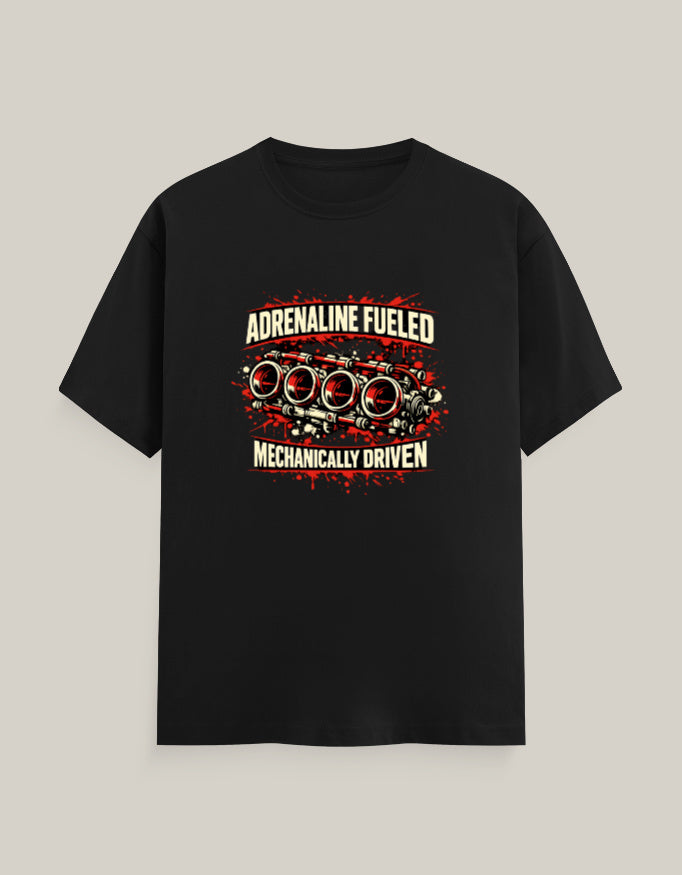Adrenaline Fueled, Mechanically Driven — Black — Front