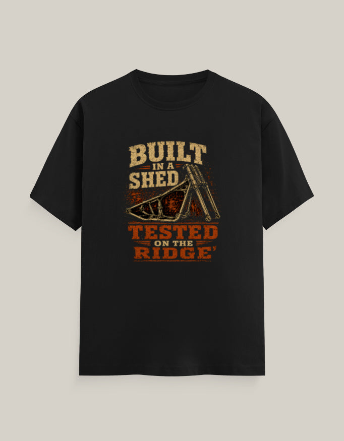 Built In A Shed, Tested On The Ridge — Black — Front