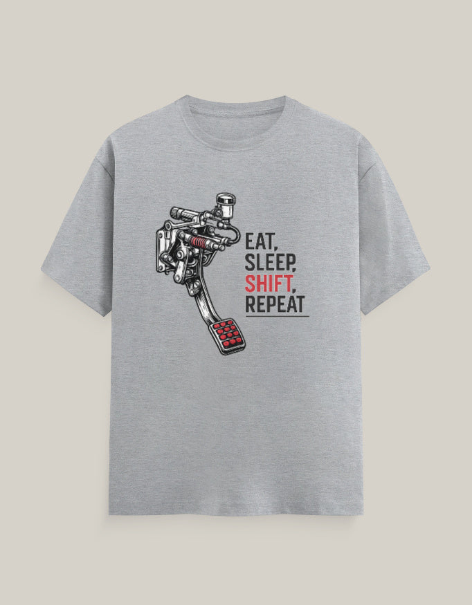 Eat, Sleep, Shift, Repeat — Grey Melange — Front