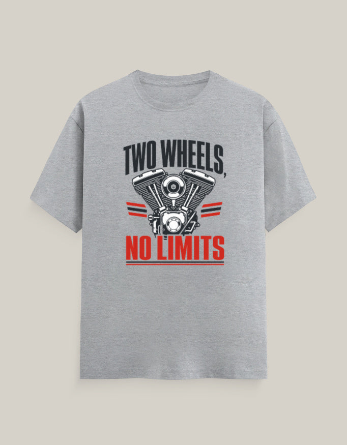 Two Wheels, No Limits — Grey Melange — Front