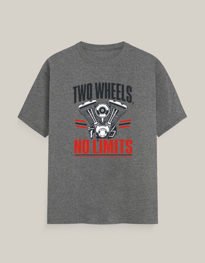 Two Wheels, No Limits — Charcoal Melange — Front
