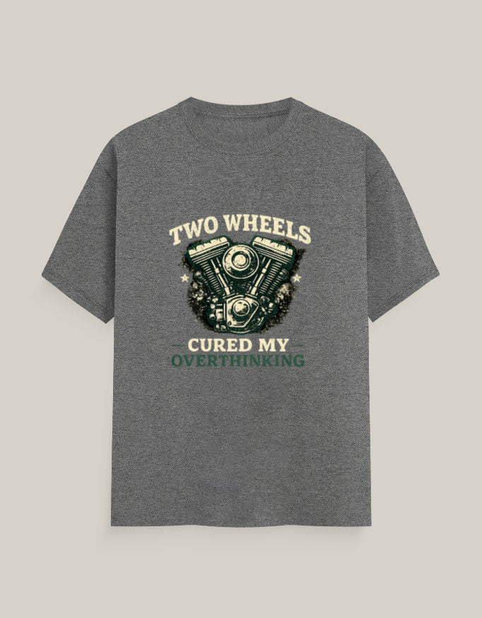 Two Wheels Cured My Overthinking — Charcoal Melange — Front