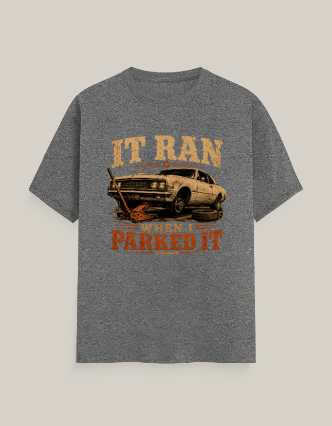 It Ran When I Parked It — Charcoal Melange — Front